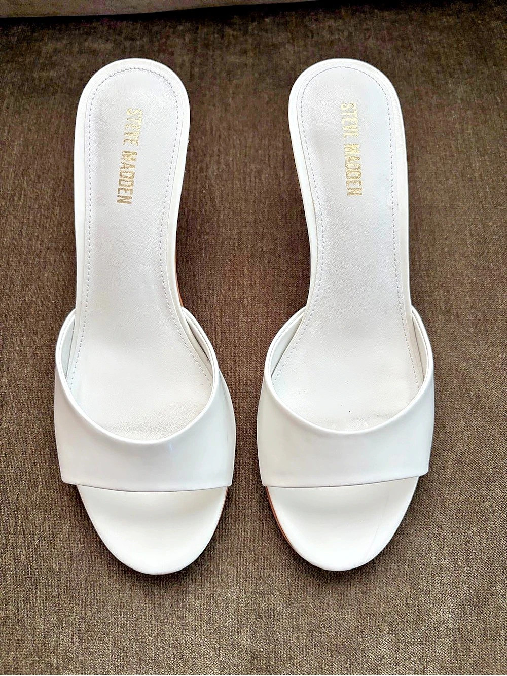 Steve Madden Kendrix White Leather Mule Heels
